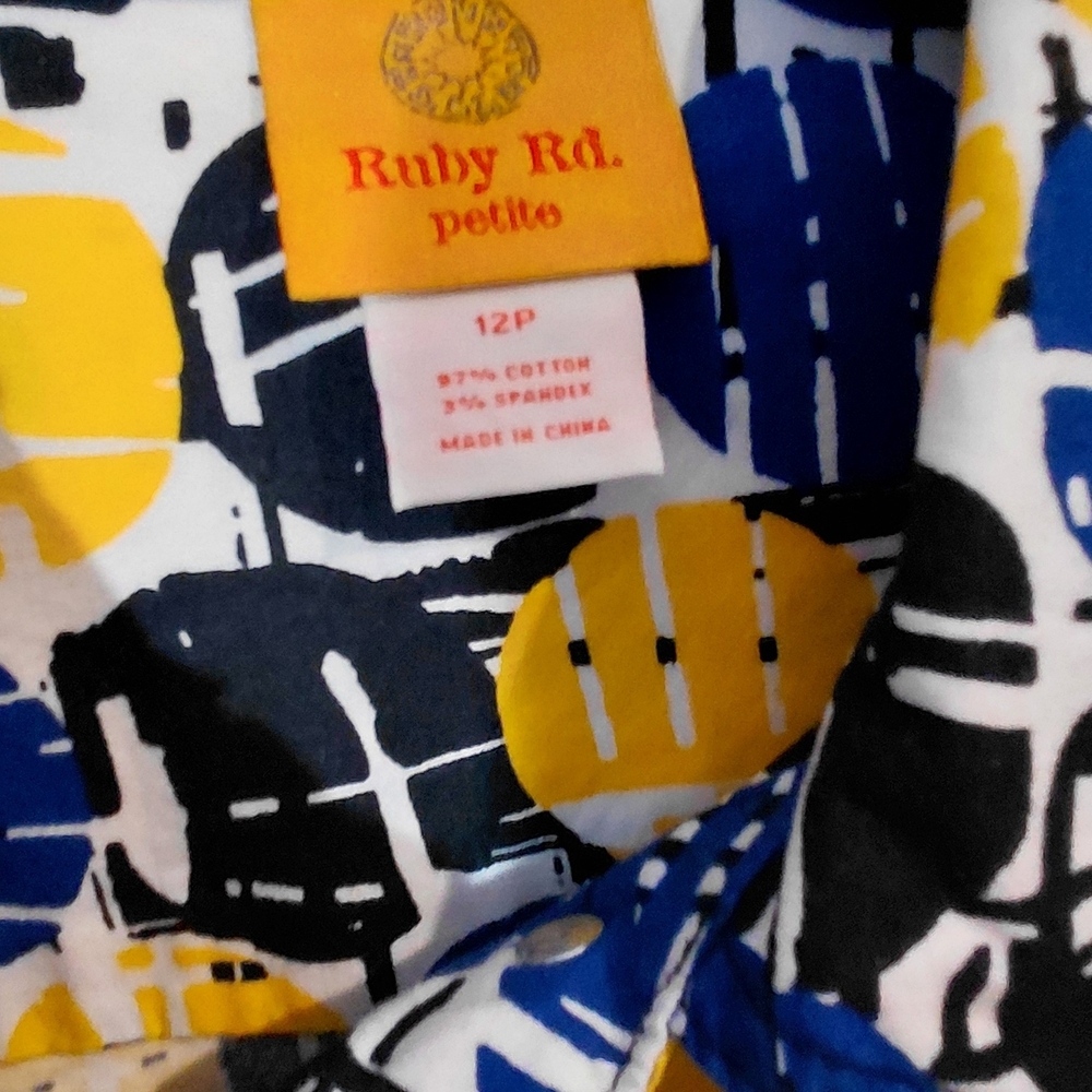 Ruby Rd. Navy and Mustard Geometric Jacket - Picture 3 of 10